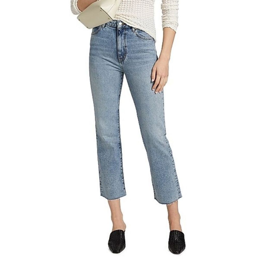 Frame Ruler Crop jeans slim straight leg Indio Vintage Fray women size 30 NWT